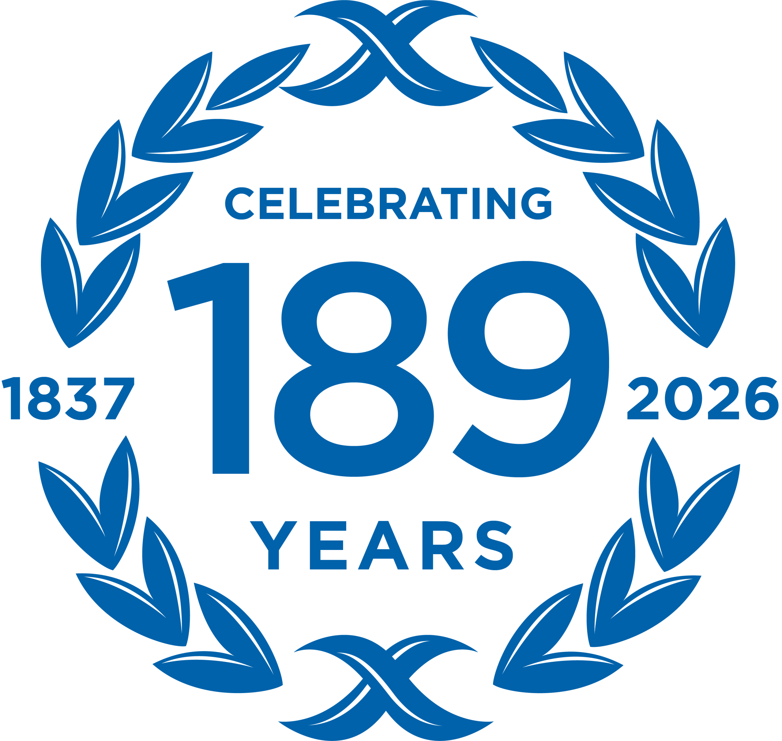 Pitman Celebrating 189 Years Logo marking 189-year anniversary from 1837 to 2026 with laurel wreath