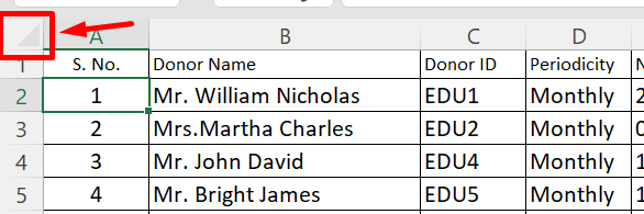 Select all buttons in the worksheet Select all buttons in the worksheet