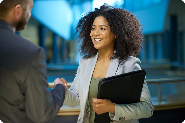 Employer meeting candidate for business administrator apprenticeship role