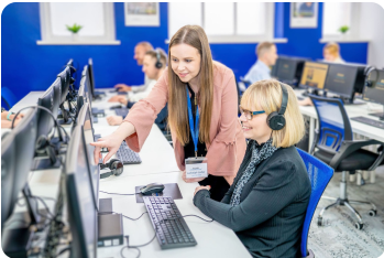 Student combining online and in-centre study on the Hospitality Management Diploma