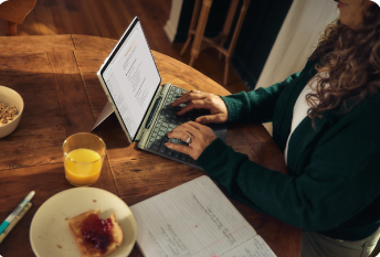 Hospitality Management Diploma student studying online from home